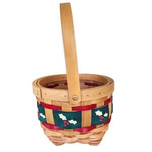 Holiday wooden woven basket Christmas